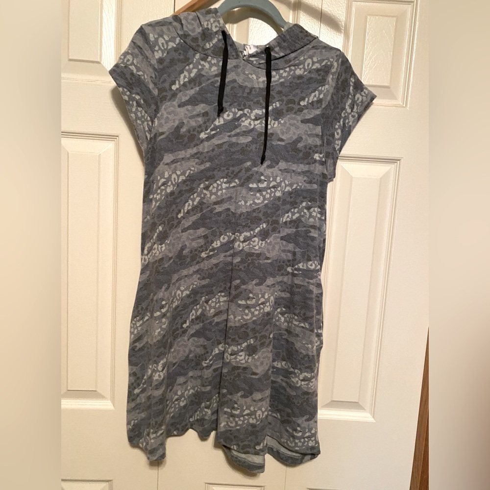 Elan Black and Gray Camo Hoodie Dress